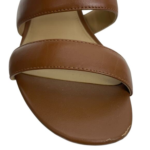 Michael Kors Paloma Flex Mule Sandals Gold Block Heel Brown Size 7M - Picture 9 of 11